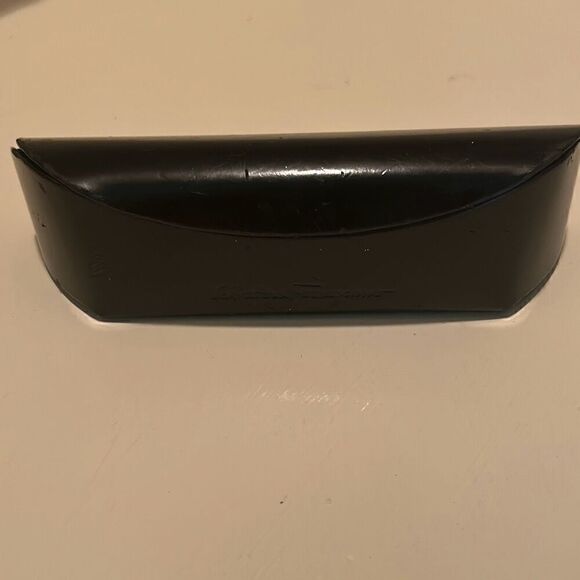 Ferragamo Flap Top Hard Glasses Case Solid Black Sunglass Holder - Picture 1 of 9